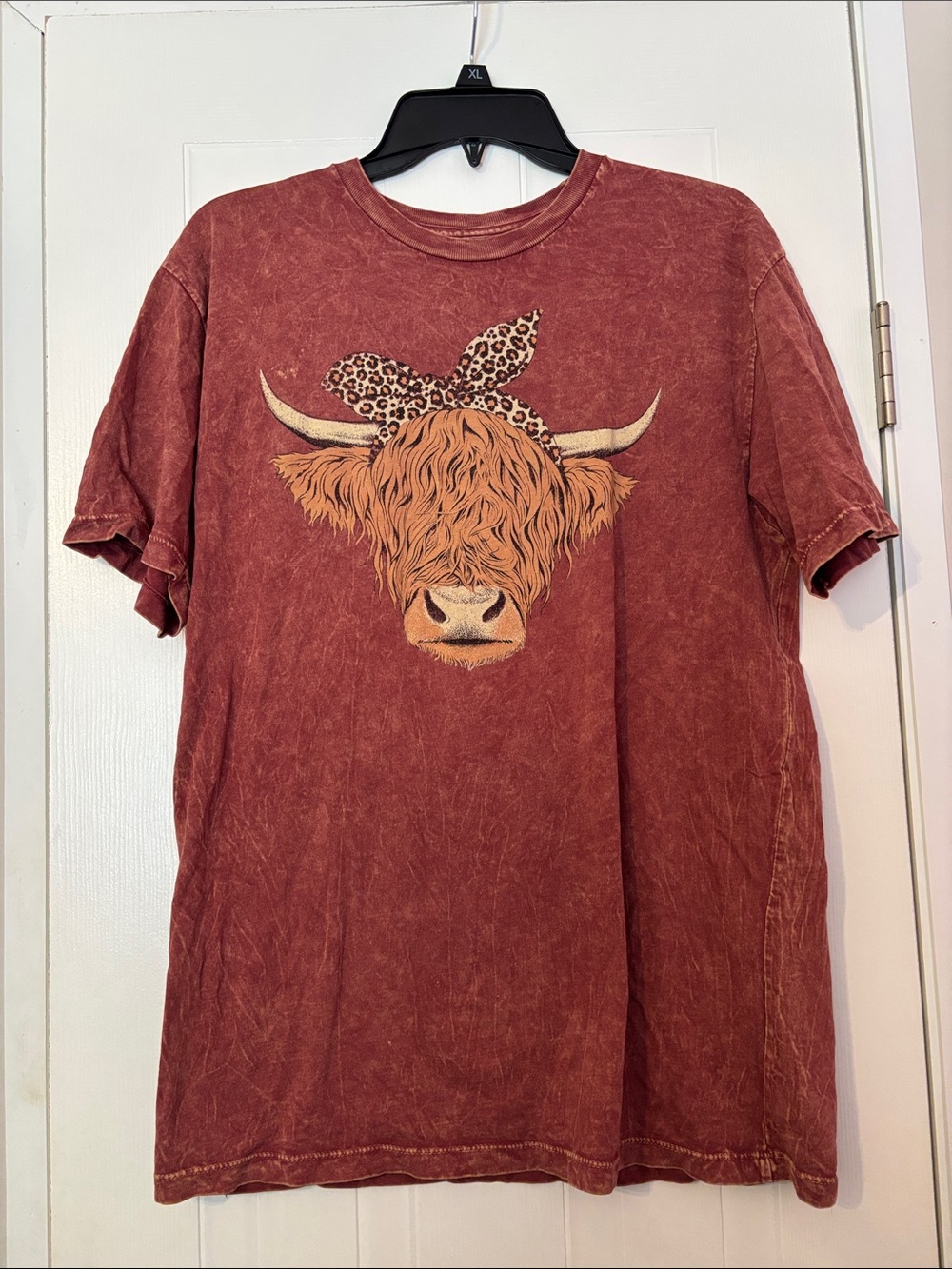 Women’s Short Sleeve Graphic Tee - Rust Cow Print